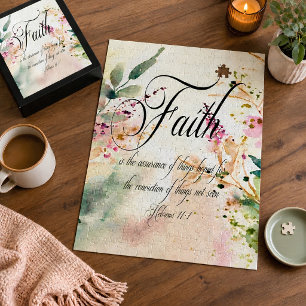 Puzzle Foi Hébreux 11:1 Verset Biblique Floral