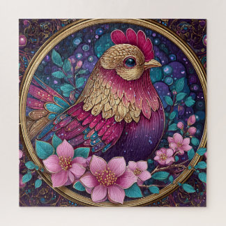 Puzzle Folk Art Colorful Rooster
