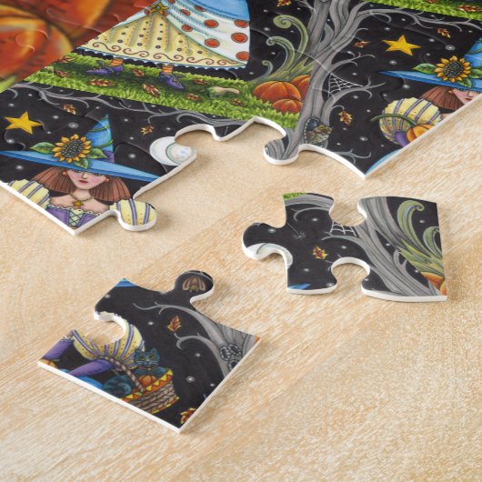 PUZZLE FOLK ART WITTER EN BOIS ÉFFRAYANTS, CHAT NOIR & OW (Côté)