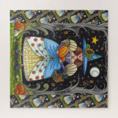 PUZZLE FOLK ART WITTER EN BOIS ÉFFRAYANTS, CHAT NOIR & OW (Horizontal)