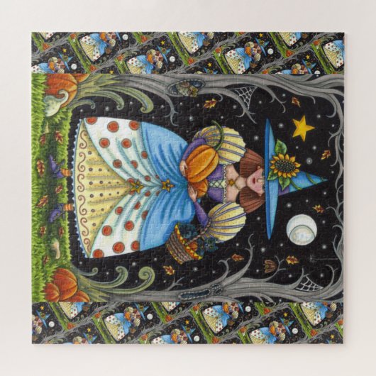 PUZZLE FOLK ART WITTER EN BOIS ÉFFRAYANTS, CHAT NOIR & OW (Horizontal)