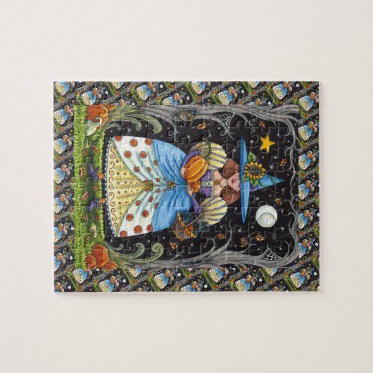 PUZZLE FOLK ART WITTER EN BOIS ÉFFRAYANTS, CHAT NOIR & OW (Horizontal)