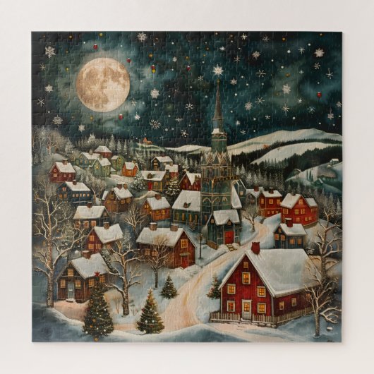 Puzzle Folk Winter Village (Vertical)