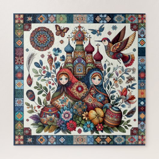 Puzzle Folklore russe Matryoshka Boho Chic Floral (Vertical)