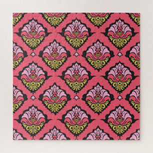 Puzzle Fond d'écran couleur bleu Oriental Damask Floral