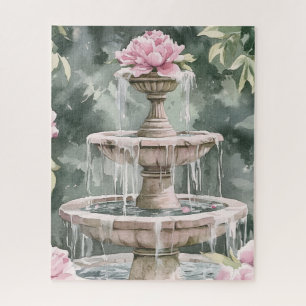 PUZZLE : Fontaine de jardin à l'aquarelle pour fem
