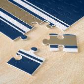 Puzzle Football Jersey Navy Blue Gold Stripes Nom Numéro (Côté)