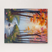 Puzzle Forest Creek | Fall Foliage Watercolor Landscape (Horizontal)