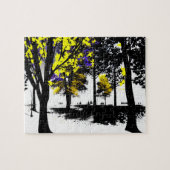 Puzzle Forêt Abstraite de silhouette avec jaune et violet (Horizontal)