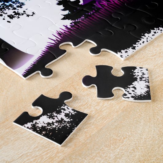 Puzzle Forêt Abstraite de silhouette noire en Feuille col (Côté)