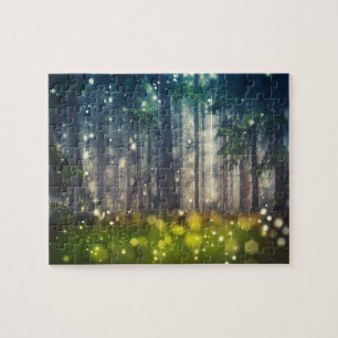 Puzzle Forêt, arbres en forêt, crépuscule
