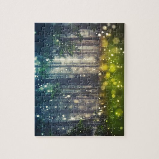 Puzzle Forêt, arbres en forêt, crépuscule (Vertical)