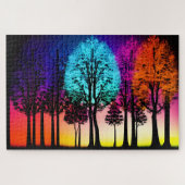 Puzzle Forêt arc-en-ciel enchantée avec soleil (Horizontal)