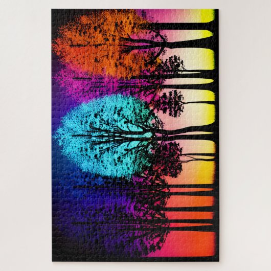 Puzzle Forêt arc-en-ciel enchantée avec soleil (Vertical)