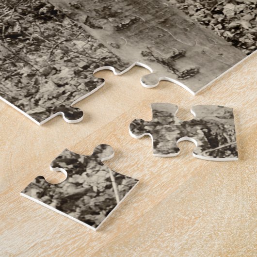 Puzzle Forêt B&W avec brouillard matinal derrière les arb (Côté)