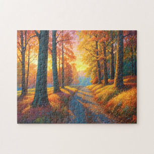 Puzzle Forêt colorée d'automne aux couleurs et à la lumiè
