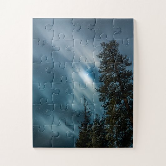 Puzzle Forêt dans le ciel nocturne lunaire (Vertical)