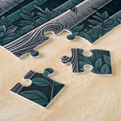 Puzzle Forêt d'arbres blancs et bouleaux de teinte sarcel (Côté)