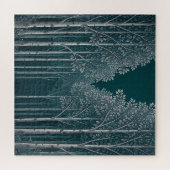 Puzzle Forêt d'arbres blancs et bouleaux de teinte sarcel (Horizontal)
