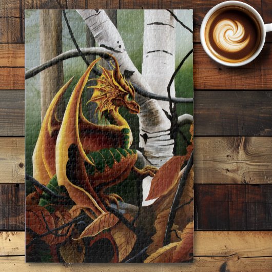 Puzzle Forêt d'Automne Dragon Ambre Bouleau Fantastique