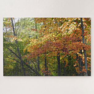 Puzzle Forêt d'automne Orange et Feuilles verts