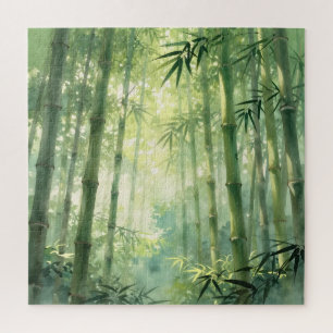 Puzzle Forêt de bambou sereine lueur de brume