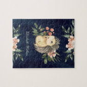 Puzzle Forêt de Bois Hérisson Mignon Bleu Marine Nom (Horizontal)
