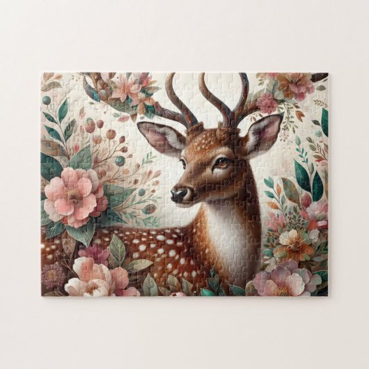 Puzzle Forêt de cerfs floraux fantaisistes (Horizontal)