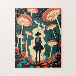 Puzzle Forêt de champignons magiques Art psychédélique