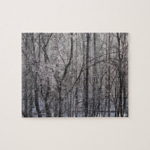 Puzzle Forêt de l'épaisse glacée dans la lumière du matin