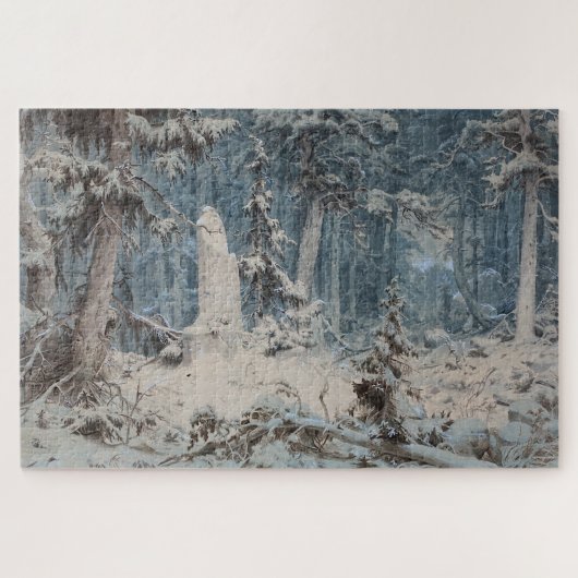 Puzzle Forêt de neige en hiver (par Andreas Achenbach) (Horizontal)