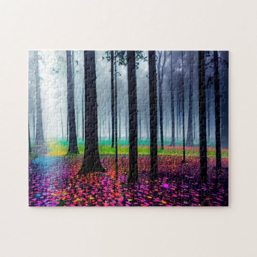 Puzzle Forêt de Neon avec Arbres Silhouettés (Horizontal)