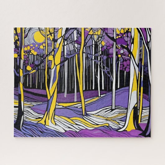 Puzzle Forêt de rêve Abstraite Jaune et Violet (Horizontal)