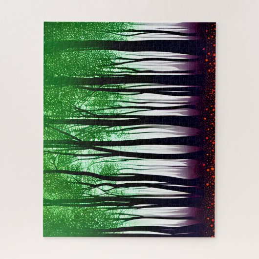 Puzzle Forêt de Silhouette avec sol pourpre Feuille vert (Vertical)