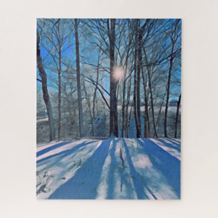 Puzzle Forêt d'hiver avec paysage de neige