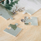 Puzzle Forêt d'hiver : Flou vert à main (Côté)