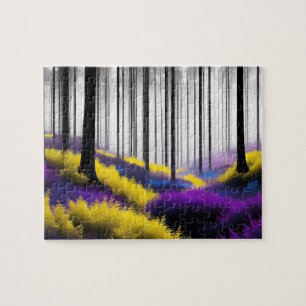 Puzzle Forêt enchantée avec design pourpre et jaune