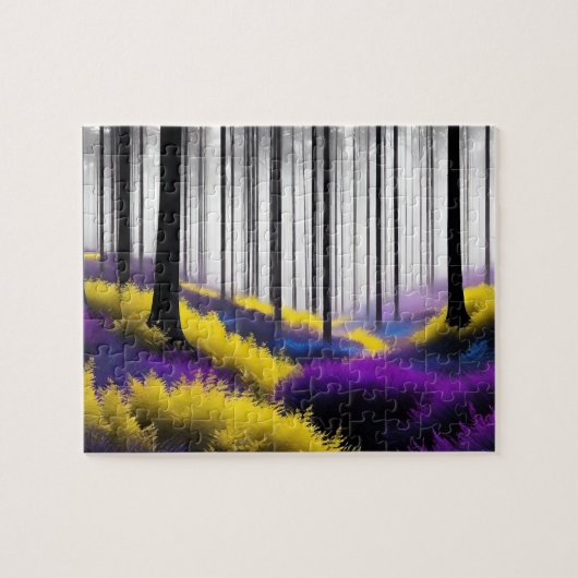 Puzzle Forêt enchantée avec design pourpre et jaune (Horizontal)