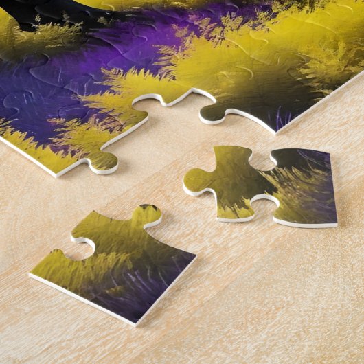 Puzzle Forêt enchantée avec design pourpre et jaune (Côté)