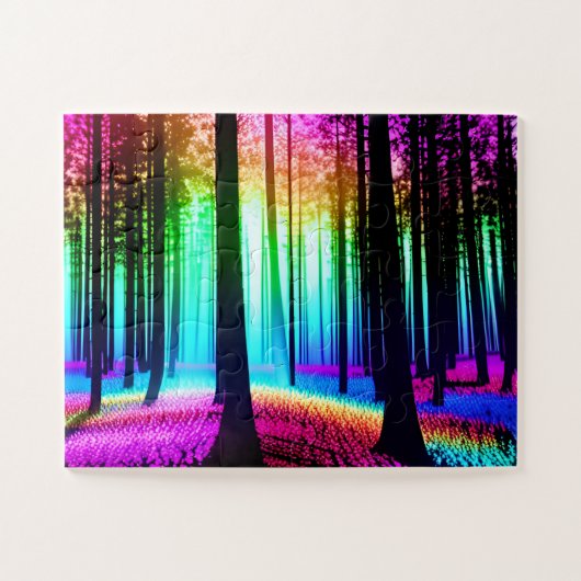 Puzzle Forêt magique avec silhouettes d'arbre (Horizontal)