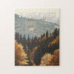 Puzzle Forêt Noire Allemagne Voyage Art Vintage<br><div class="desc">Forêt Noire dans un style d'art vectoriel. La Forêt-Noire est une région montagneuse du sud-ouest de l'Allemagne,  à la frontière avec la France.</div>