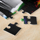 Puzzle Forêt noire et blanche avec ancrage arc-en-ciel (Côté)
