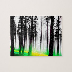 Puzzle Forêt Noire et Blanche avec Mist Vert et Jaune