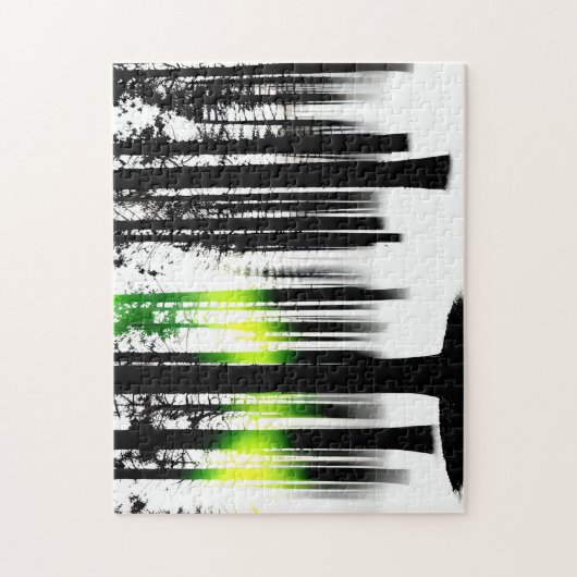 Puzzle Forêt Noire et Blanche avec une lueur verte unique (Vertical)