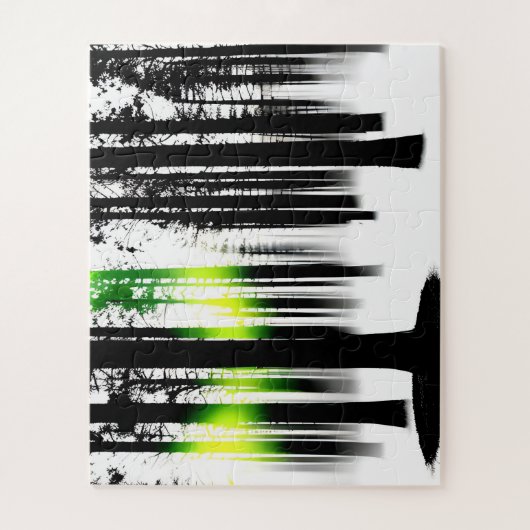 Puzzle Forêt Silhouette Noire Luminaire Vert Pour Enfants (Vertical)