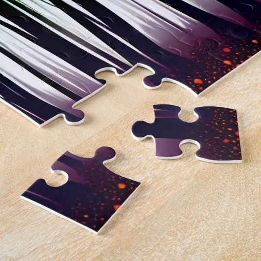 Puzzle Forêt Verte Abstraite Avec Fleurs Rouges (Côté)