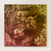 Puzzle forêt vintage de renard (Horizontal)