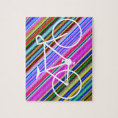 Puzzle Forme blanche de silhouette de bicyclette, lignes (Vertical)