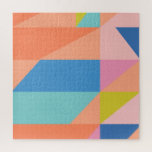 Puzzle Formes modernes colorées en bleu clair et orange<br><div class="desc">Formes colorées Motif géométrique rose orange</div>