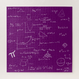 Puzzle Formules et équations mathématiques violet et blan